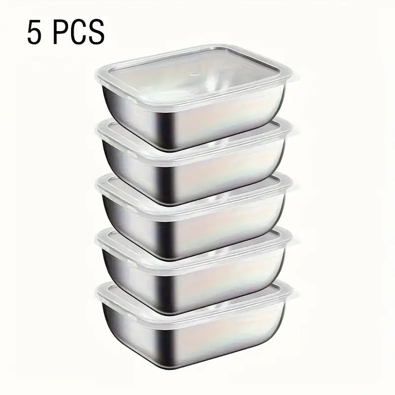 Storage Food Prep - 5-Piece Stainless Steel Food Storage Containers,