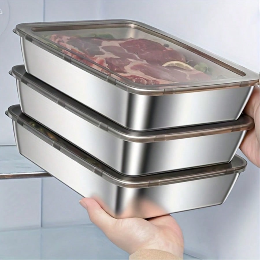 Stainless Lunch Box - 6pcs(3 Boxes+ 3 Lids) Stainless Steel