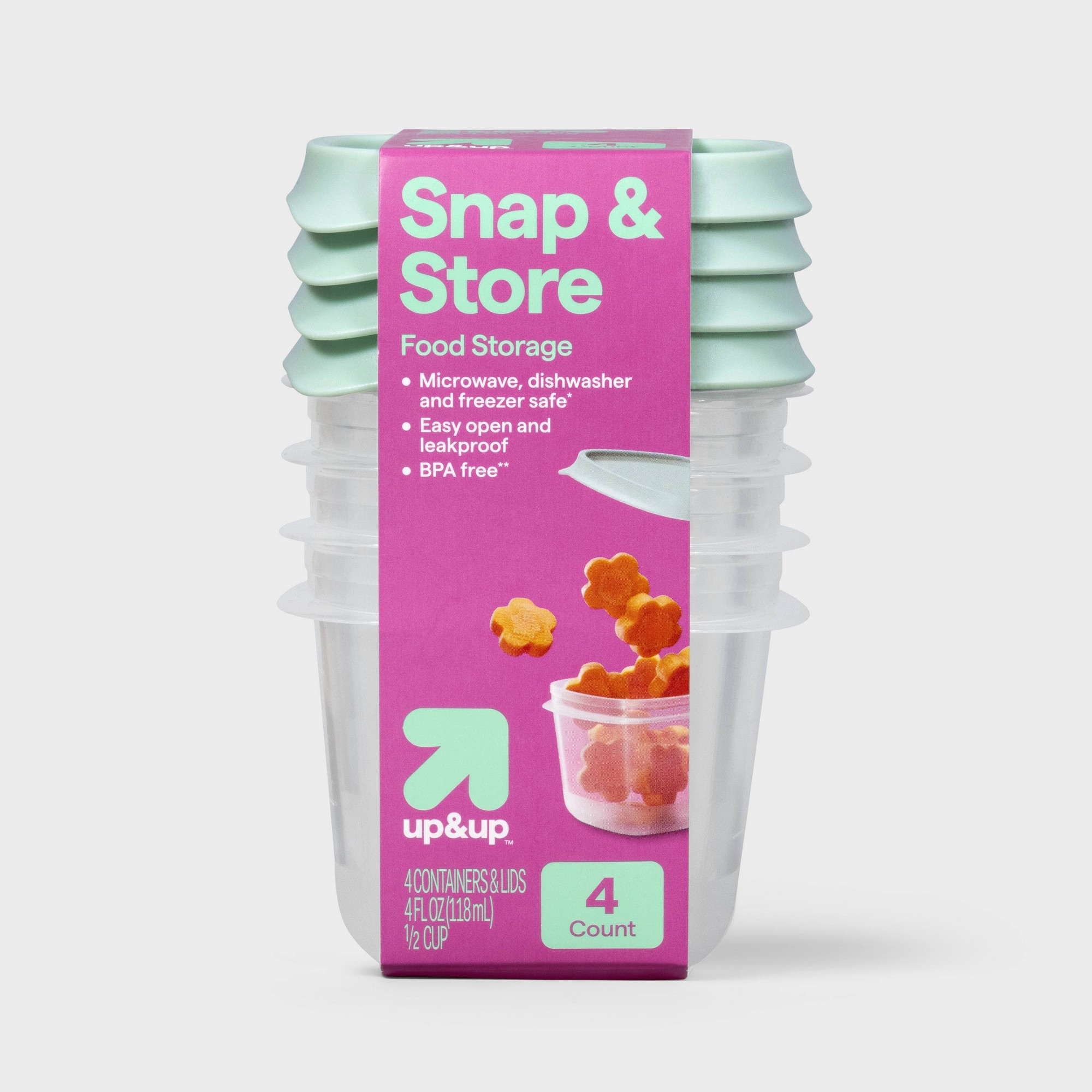 Storage Food Prep - 4ct Mini Square Half Cup Food
