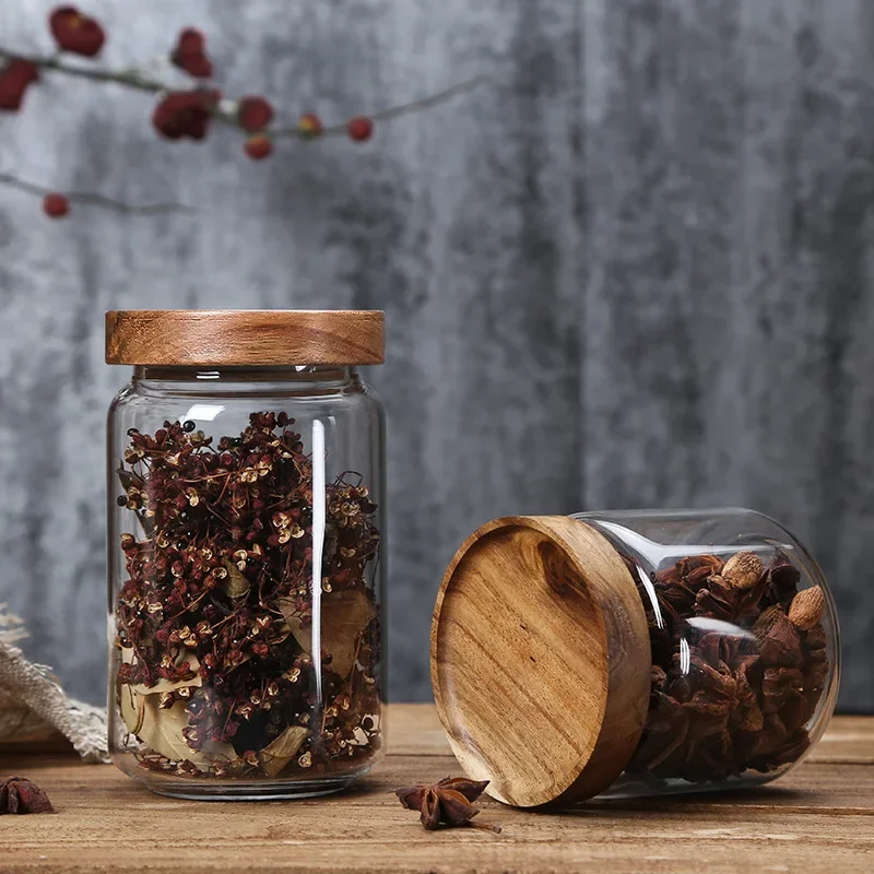 Food Storage Lidl - Kitchen Sealed Wooden Lid Glass Storage