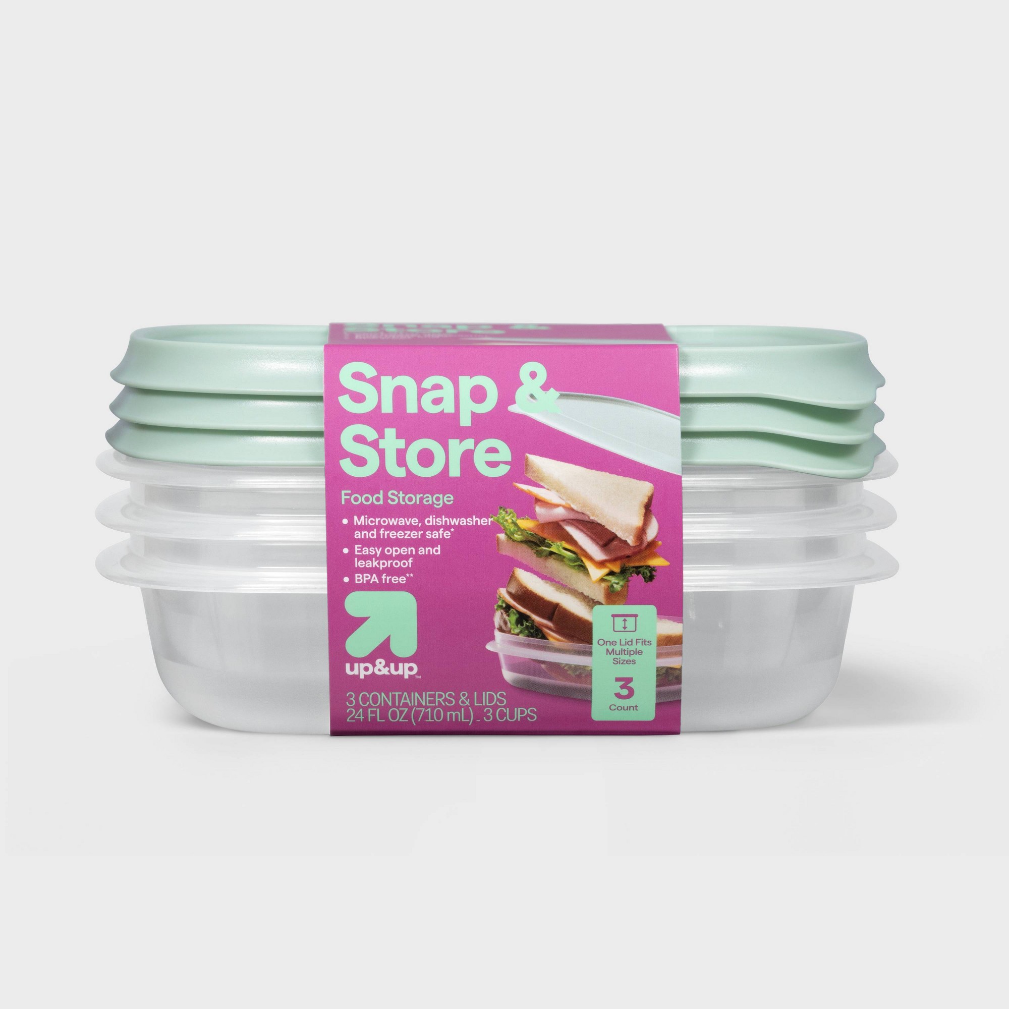 Storage Food Prep - 3ct Square Food Storage Containers With