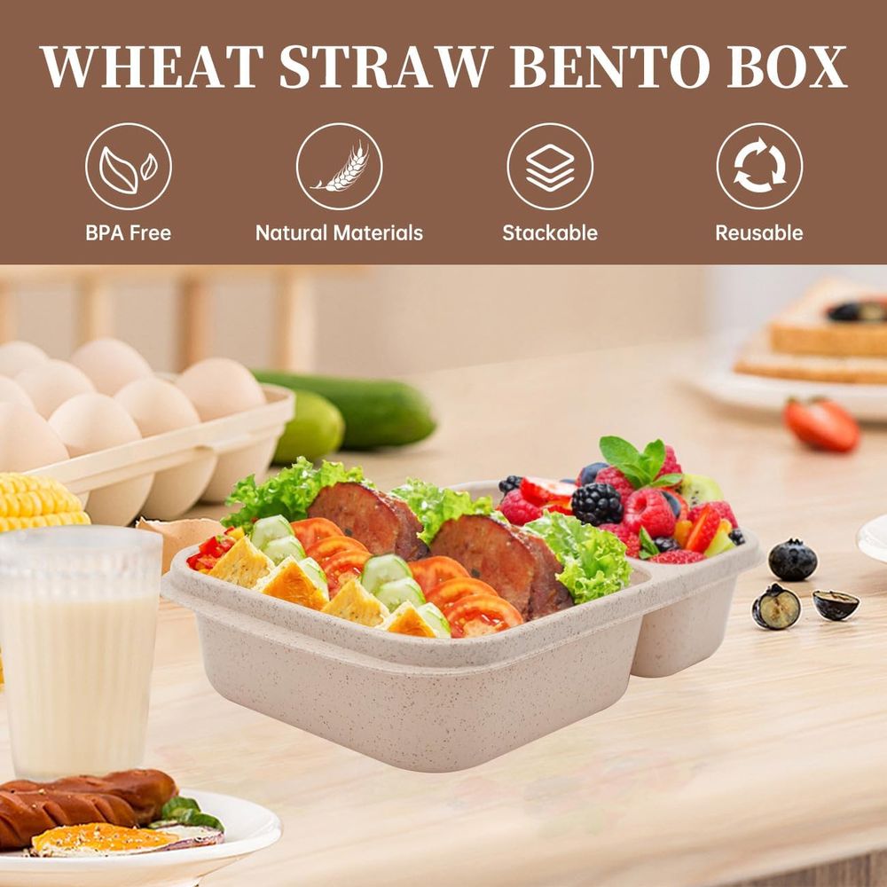4 Pack Bento Lunch Box, 2 Comp - đánh giá và giá Storage Food Prep