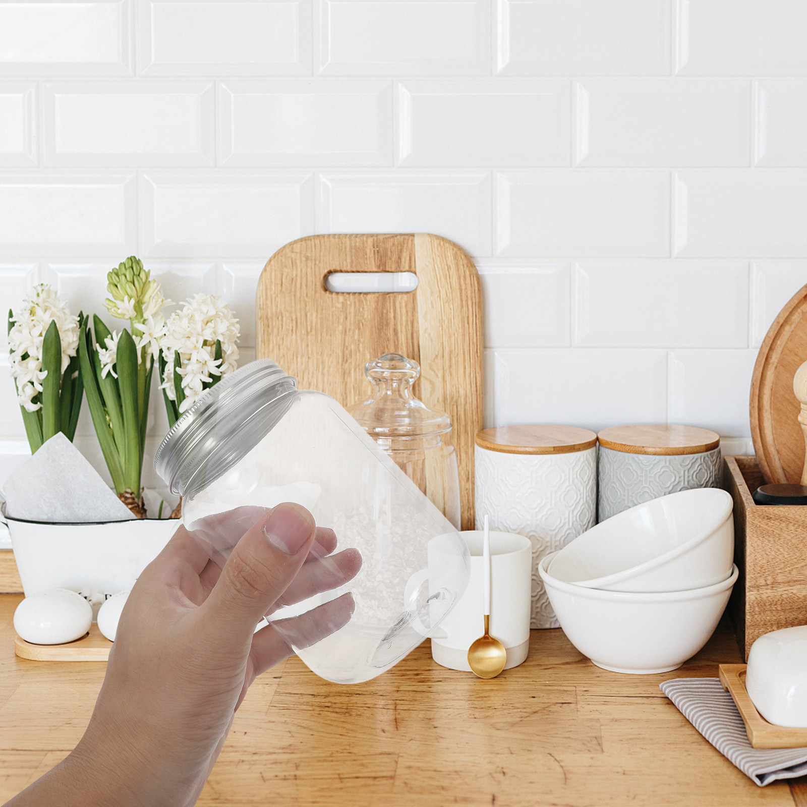 4Pcs Clear Plastic Jars with A - đánh giá và giá Food Storage Lid