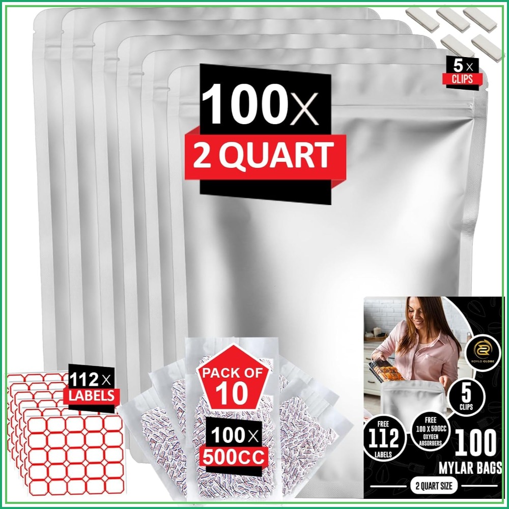 100pcs 2 Quart Mylar Bags with - đánh giá và giá Food Storage Long Term