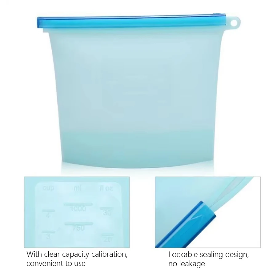 1000ml Reusable Silicone Food  - đánh giá và giá Food Storage Silicone Bags