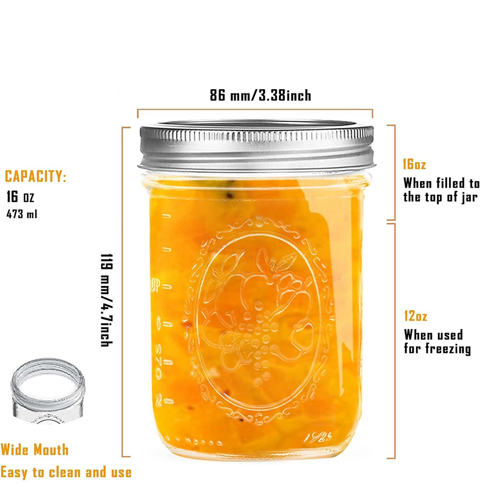 16oz Wide Mouth Mason Jars wit - đánh giá và giá Mason Jar Wide Mouth