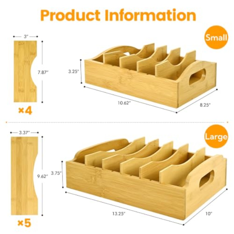 2 Pack Bamboo Lid Organizer, 1 - đánh giá và giá Food Storage Lid